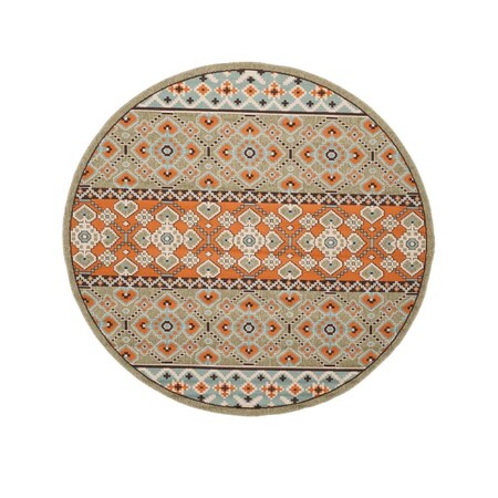 Safavieh 3 x 3 ft. Veranda Round Area Rug; Green & Terracotta VER093-0742-3R